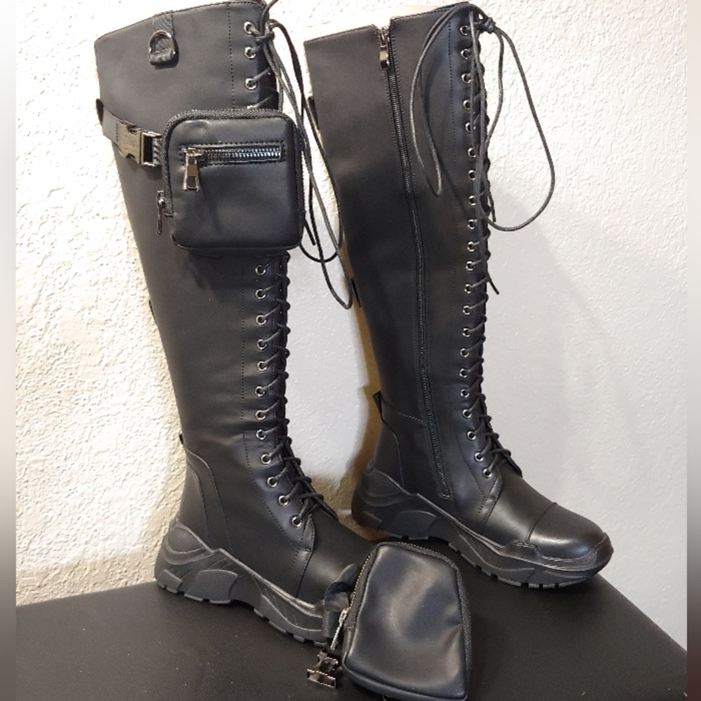 Knee high boots techwear/goth style